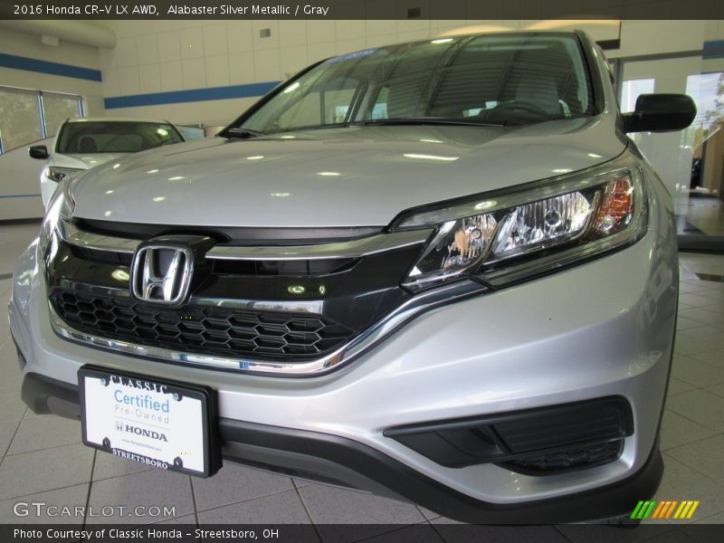 Alabaster Silver Metallic / Gray 2016 Honda CR-V LX AWD