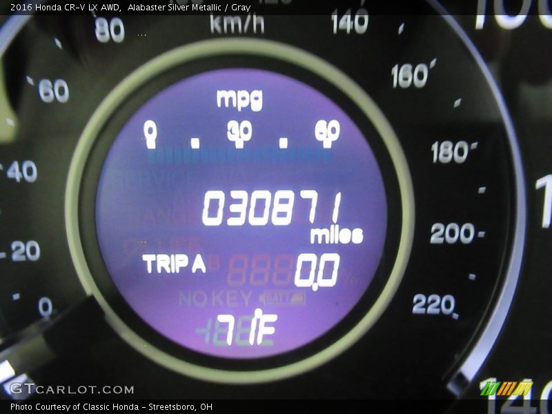 Alabaster Silver Metallic / Gray 2016 Honda CR-V LX AWD