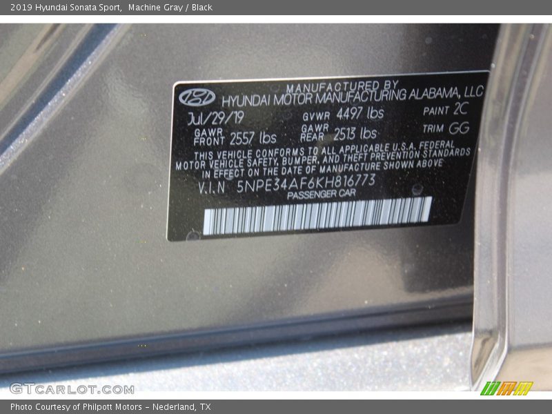 Machine Gray / Black 2019 Hyundai Sonata Sport