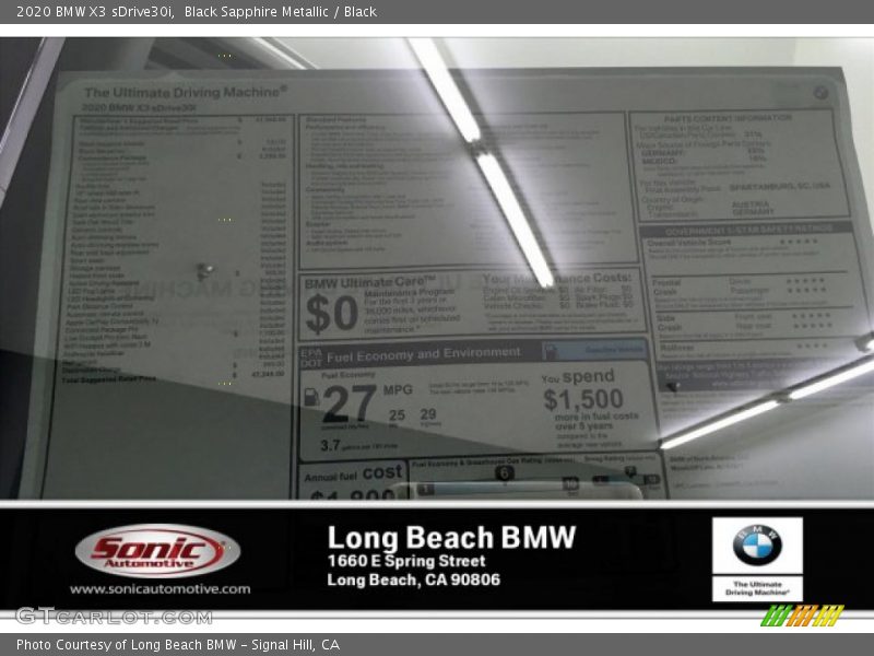 Black Sapphire Metallic / Black 2020 BMW X3 sDrive30i