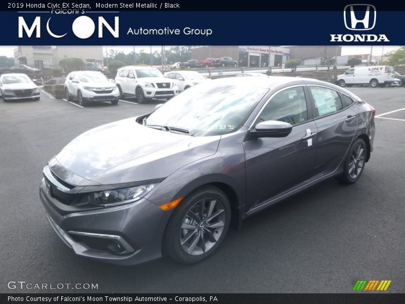 Modern Steel Metallic / Black 2019 Honda Civic EX Sedan
