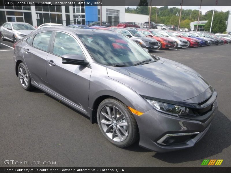 Modern Steel Metallic / Black 2019 Honda Civic EX Sedan