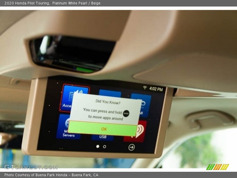 Platinum White Pearl / Beige 2020 Honda Pilot Touring