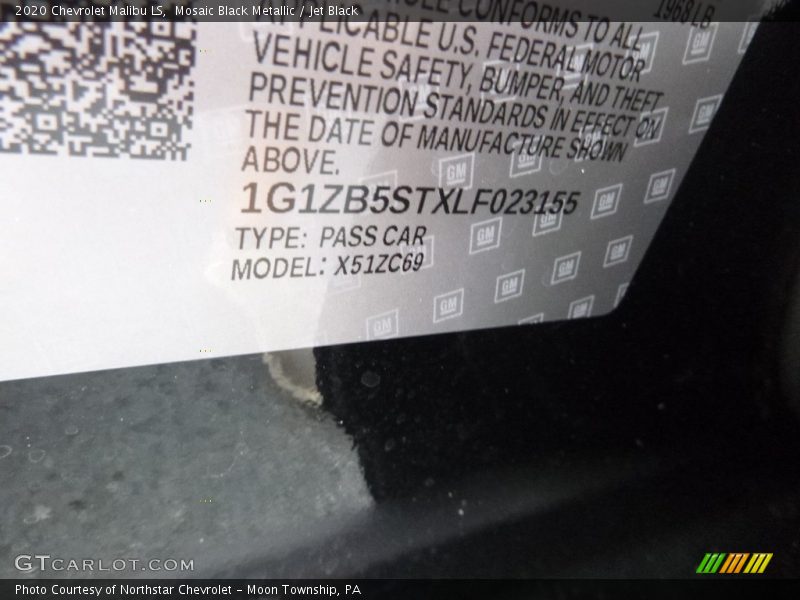 Mosaic Black Metallic / Jet Black 2020 Chevrolet Malibu LS