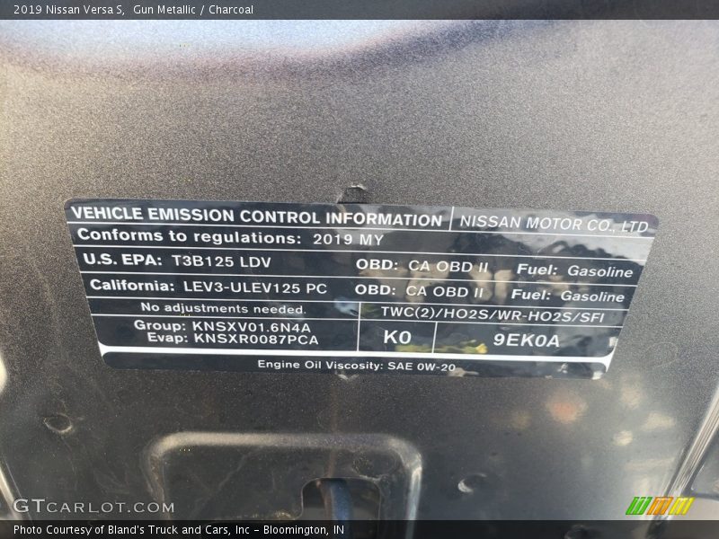 Gun Metallic / Charcoal 2019 Nissan Versa S