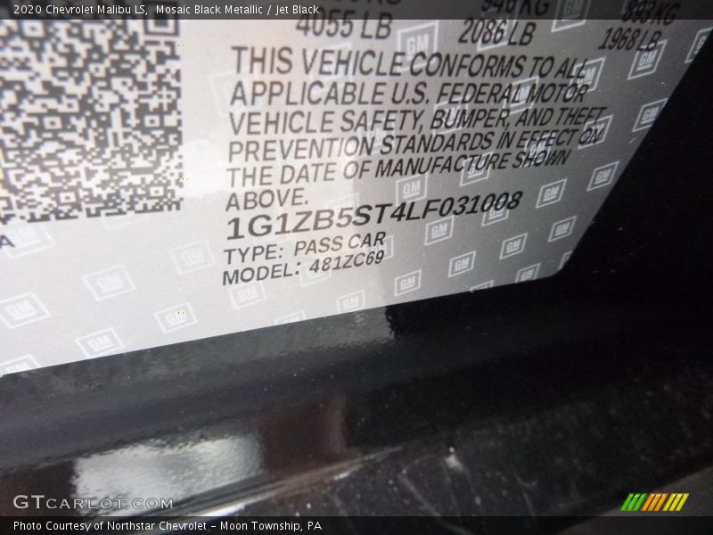 Mosaic Black Metallic / Jet Black 2020 Chevrolet Malibu LS
