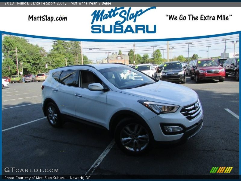Frost White Pearl / Beige 2013 Hyundai Santa Fe Sport 2.0T