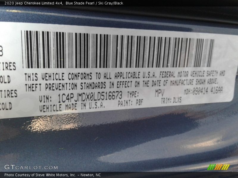 Blue Shade Pearl / Ski Gray/Black 2020 Jeep Cherokee Limited 4x4