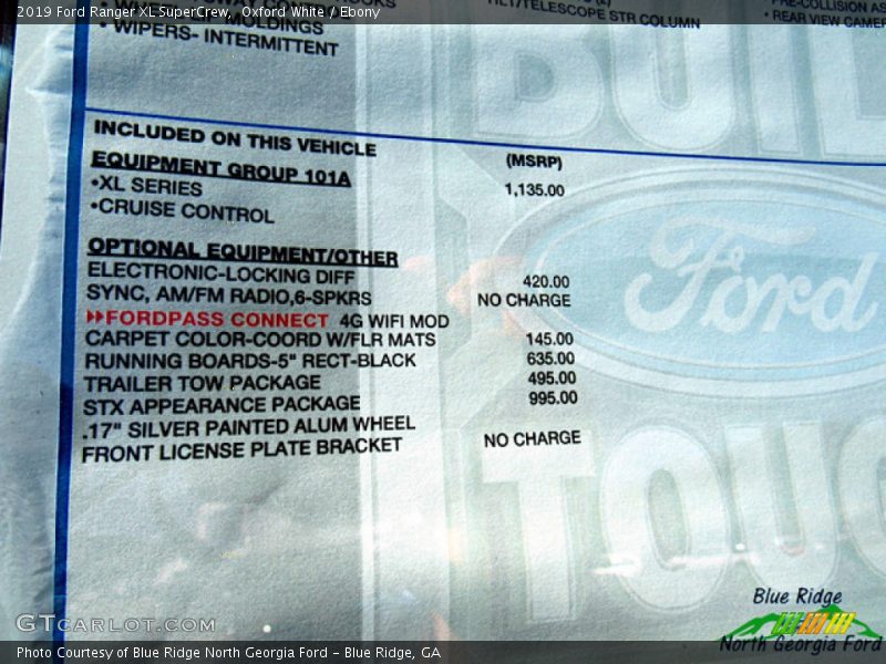 Oxford White / Ebony 2019 Ford Ranger XL SuperCrew