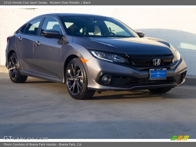 Modern Steel Metallic / Black 2019 Honda Civic Sport Sedan
