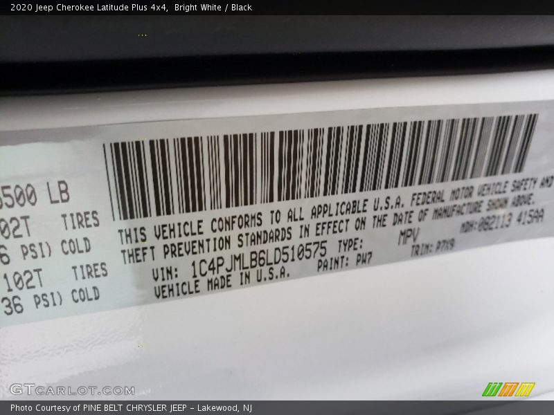 Bright White / Black 2020 Jeep Cherokee Latitude Plus 4x4