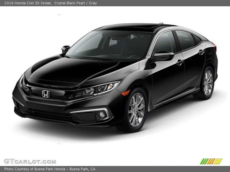 Crystal Black Pearl / Gray 2019 Honda Civic EX Sedan