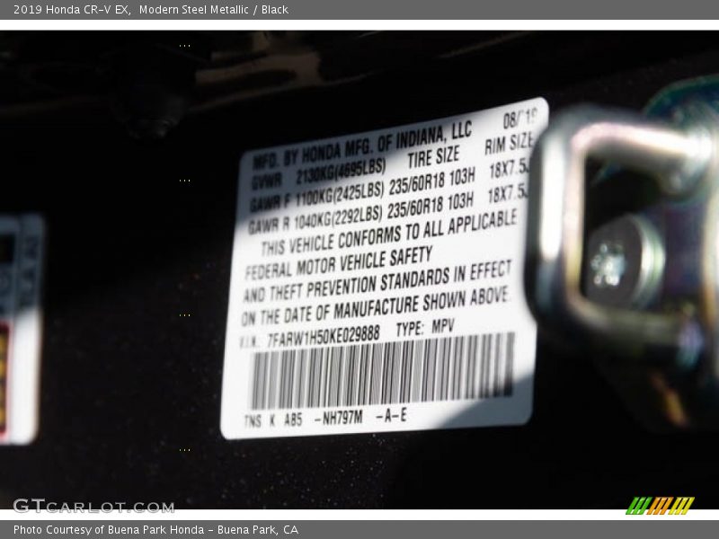 Modern Steel Metallic / Black 2019 Honda CR-V EX