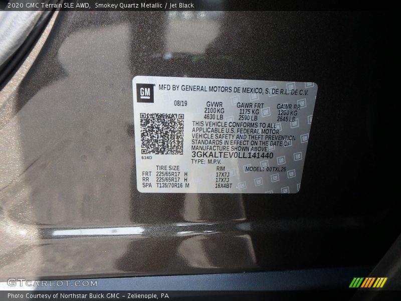 Smokey Quartz Metallic / Jet Black 2020 GMC Terrain SLE AWD