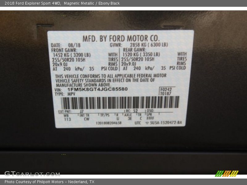 Magnetic Metallic / Ebony Black 2018 Ford Explorer Sport 4WD