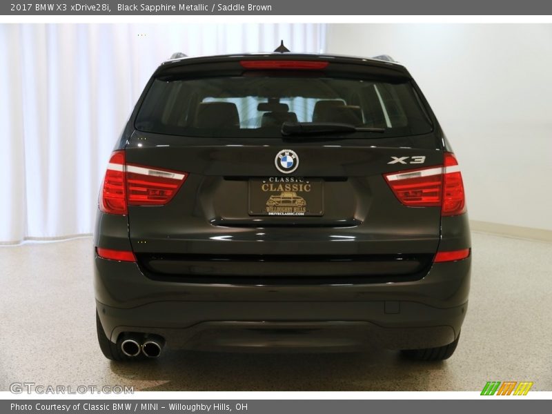 Black Sapphire Metallic / Saddle Brown 2017 BMW X3 xDrive28i