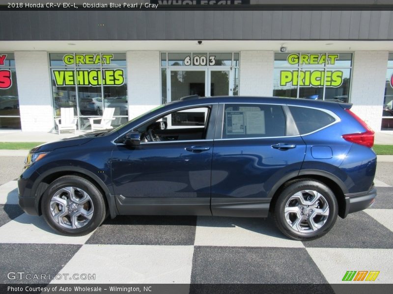Obsidian Blue Pearl / Gray 2018 Honda CR-V EX-L