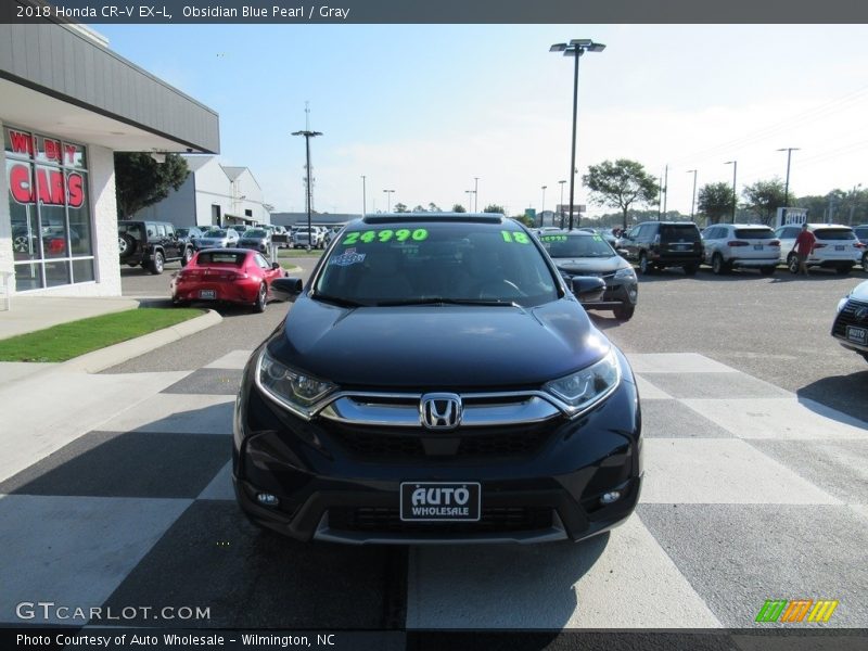 Obsidian Blue Pearl / Gray 2018 Honda CR-V EX-L