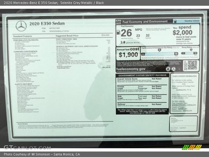 Selenite Grey Metallic / Black 2020 Mercedes-Benz E 350 Sedan