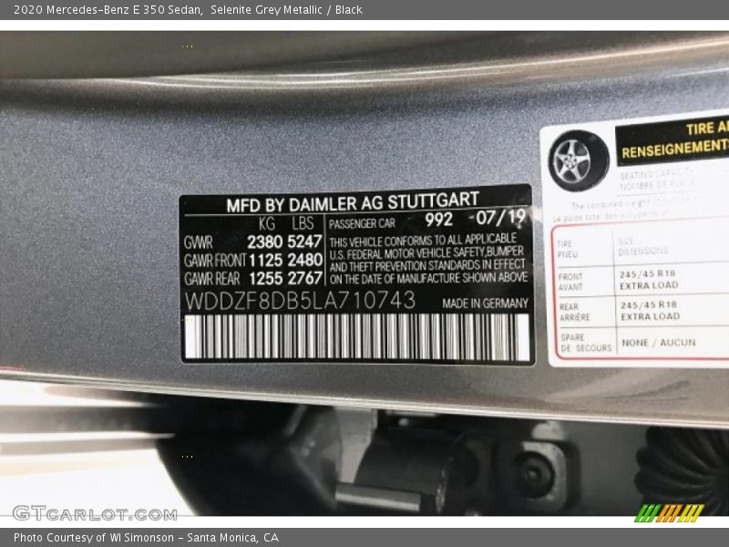 Selenite Grey Metallic / Black 2020 Mercedes-Benz E 350 Sedan