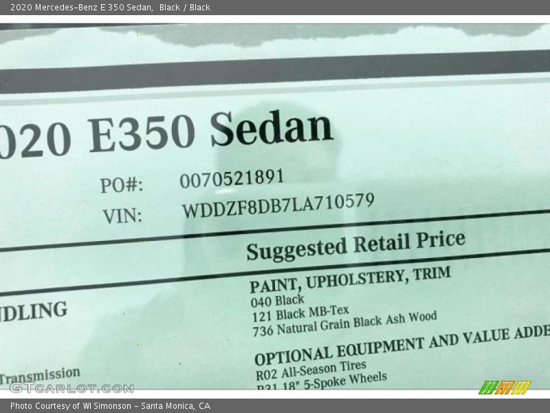 Black / Black 2020 Mercedes-Benz E 350 Sedan