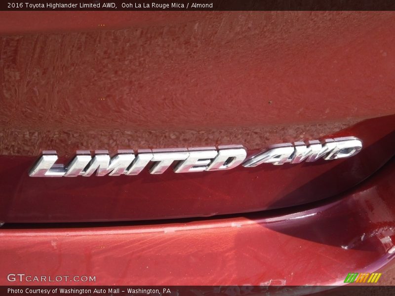 Ooh La La Rouge Mica / Almond 2016 Toyota Highlander Limited AWD