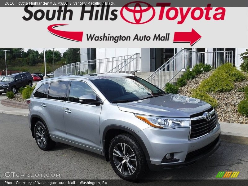 Silver Sky Metallic / Black 2016 Toyota Highlander XLE AWD