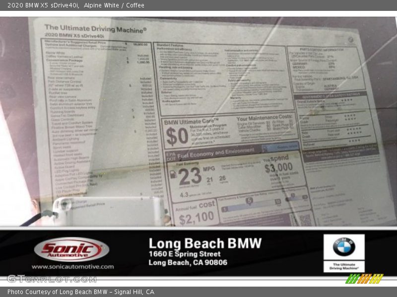 Alpine White / Coffee 2020 BMW X5 sDrive40i