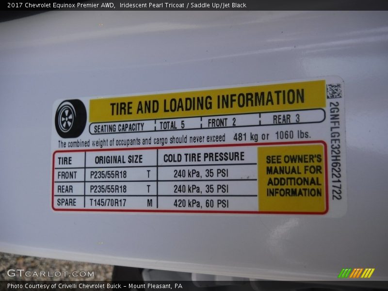 Iridescent Pearl Tricoat / Saddle Up/Jet Black 2017 Chevrolet Equinox Premier AWD