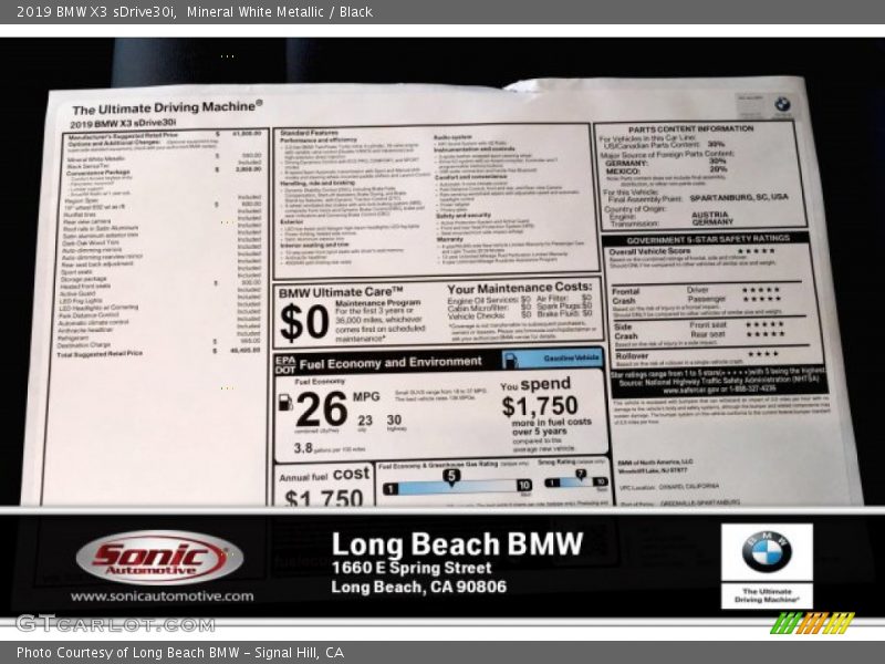 Mineral White Metallic / Black 2019 BMW X3 sDrive30i