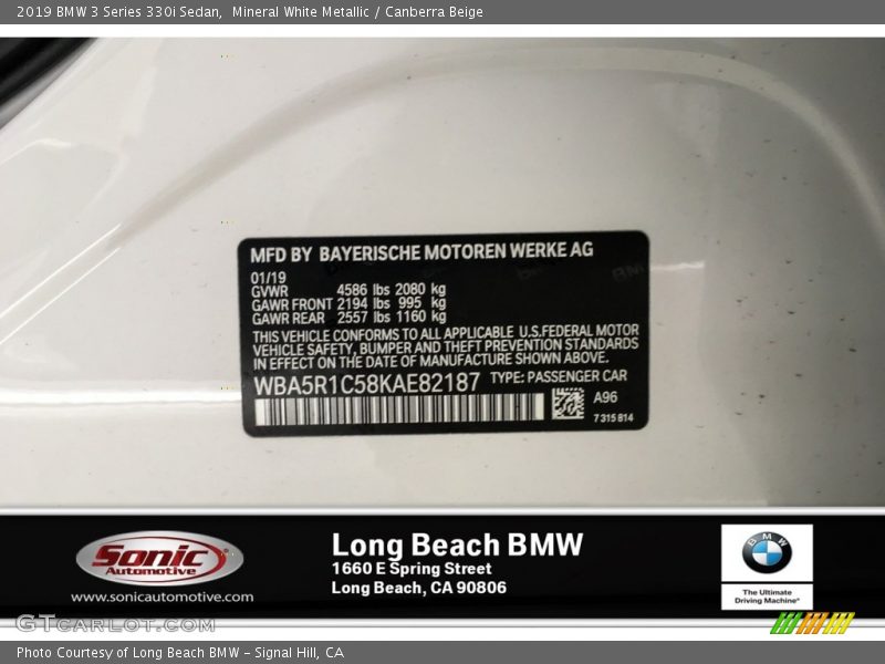 Mineral White Metallic / Canberra Beige 2019 BMW 3 Series 330i Sedan