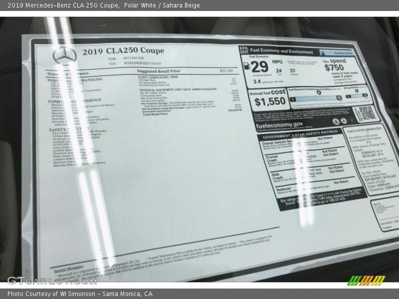 Polar White / Sahara Beige 2019 Mercedes-Benz CLA 250 Coupe