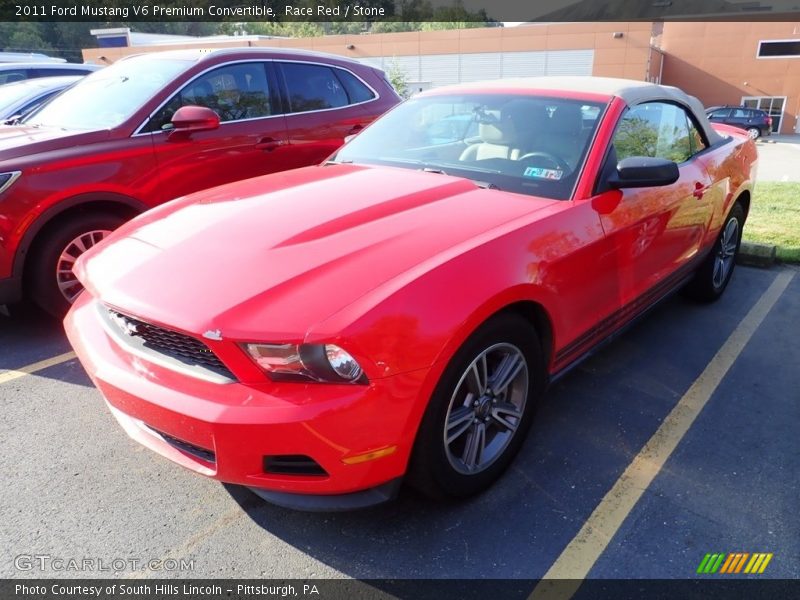 Race Red / Stone 2011 Ford Mustang V6 Premium Convertible