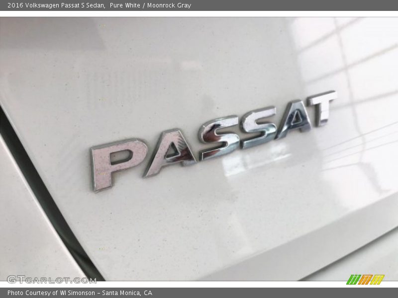 Pure White / Moonrock Gray 2016 Volkswagen Passat S Sedan