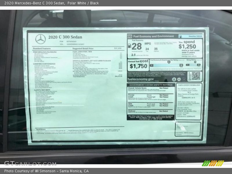 Polar White / Black 2020 Mercedes-Benz C 300 Sedan