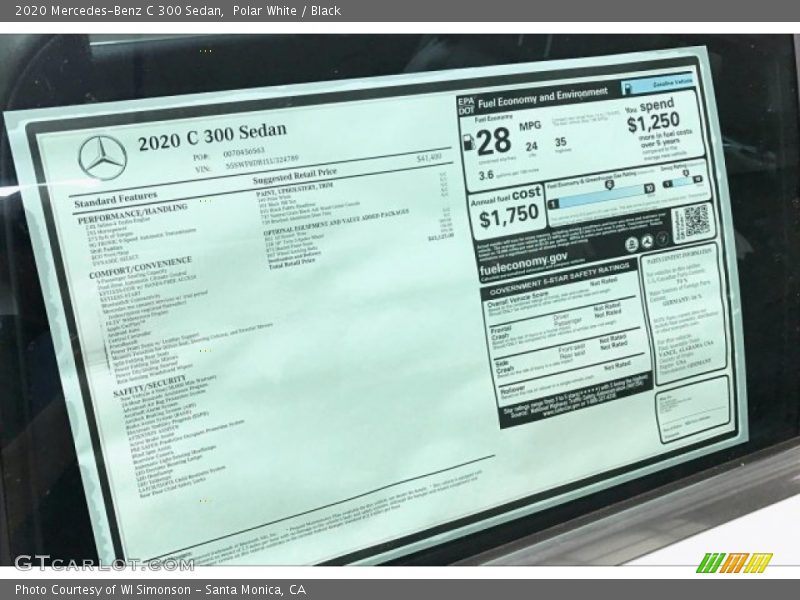 Polar White / Black 2020 Mercedes-Benz C 300 Sedan