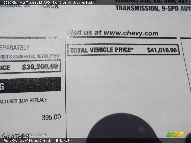 Satin Steel Metallic / Jet Black 2020 Chevrolet Traverse LT AWD
