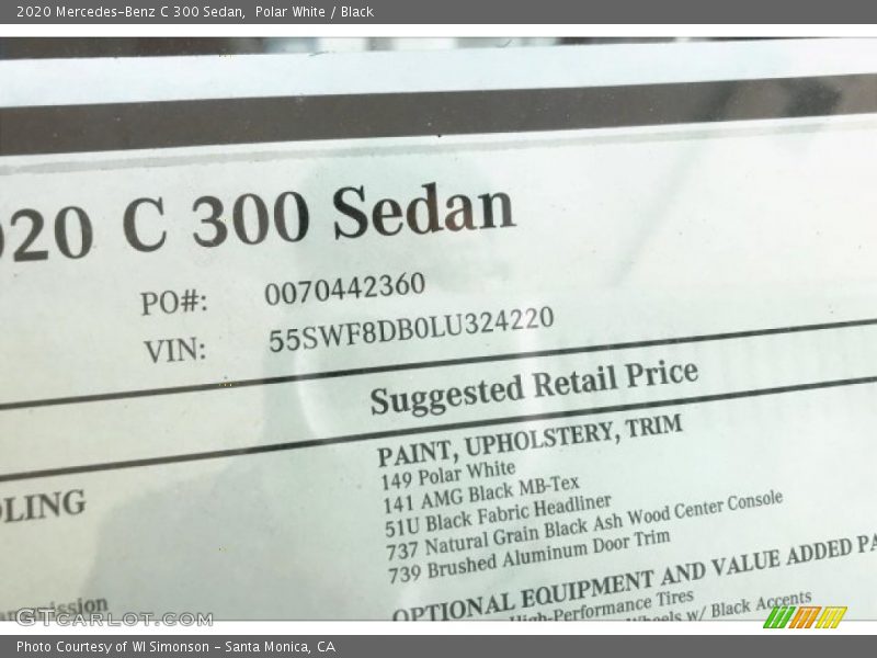 Polar White / Black 2020 Mercedes-Benz C 300 Sedan