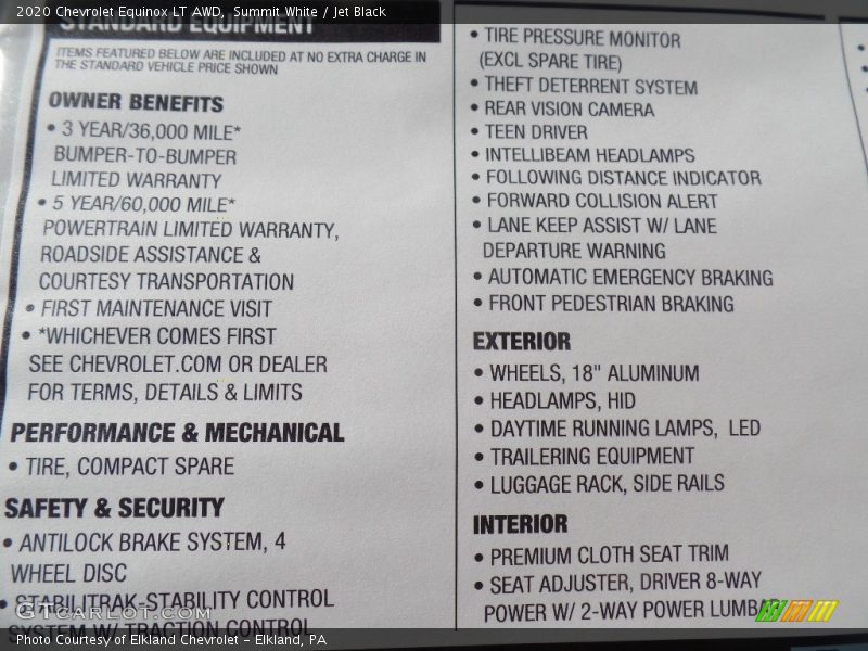 Summit White / Jet Black 2020 Chevrolet Equinox LT AWD