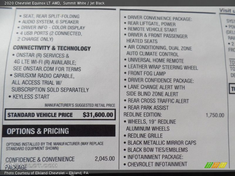 Summit White / Jet Black 2020 Chevrolet Equinox LT AWD