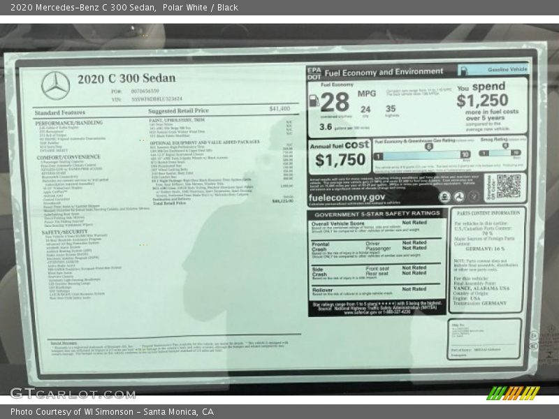 Polar White / Black 2020 Mercedes-Benz C 300 Sedan