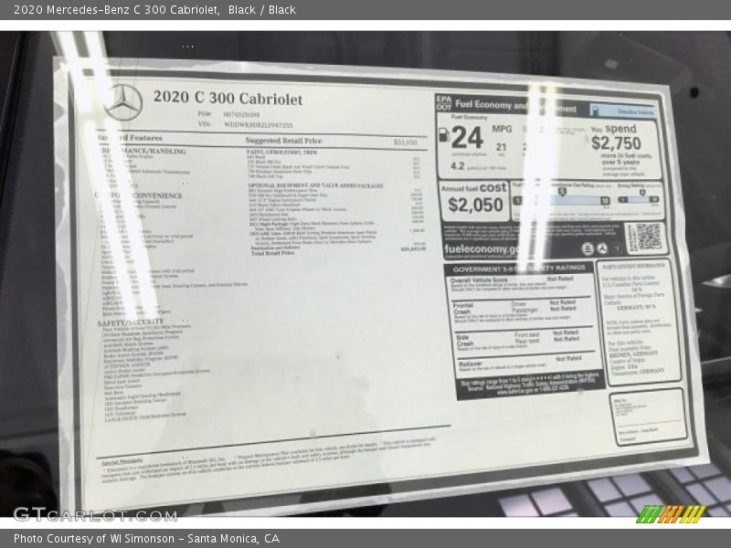  2020 C 300 Cabriolet Window Sticker
