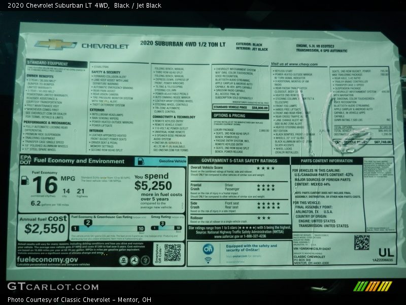 Black / Jet Black 2020 Chevrolet Suburban LT 4WD