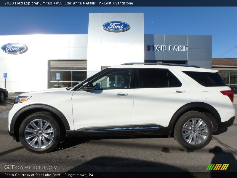 Star White Metallic Tri-Coat / Sandstone 2020 Ford Explorer Limited 4WD