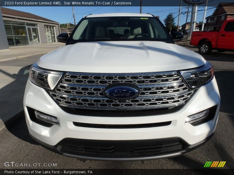 Star White Metallic Tri-Coat / Sandstone 2020 Ford Explorer Limited 4WD