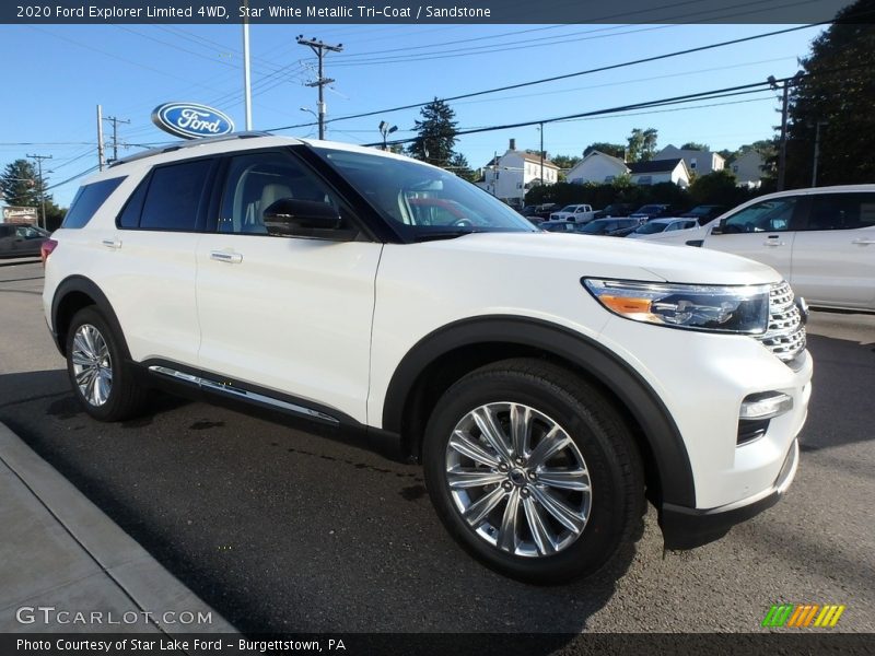 Star White Metallic Tri-Coat / Sandstone 2020 Ford Explorer Limited 4WD
