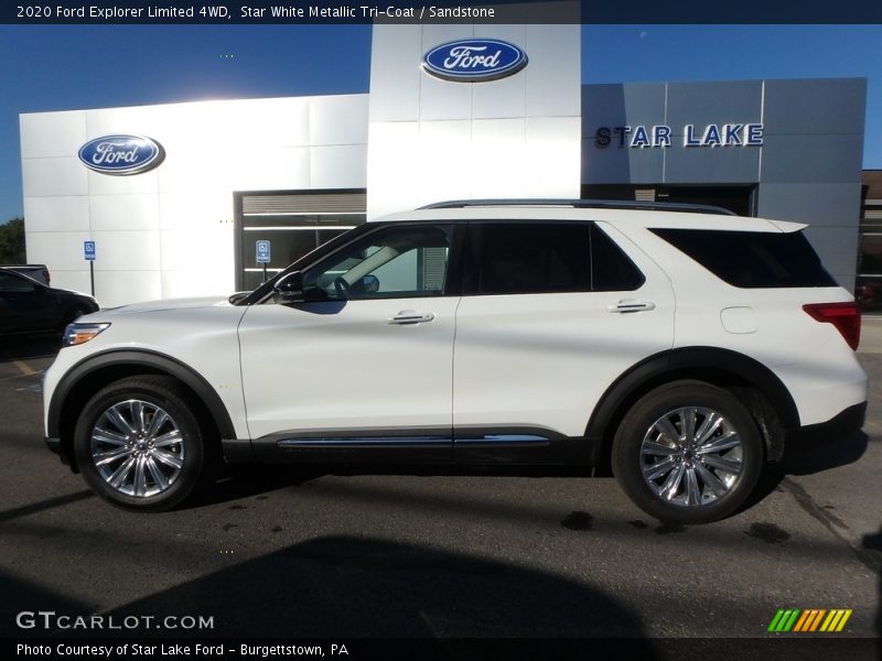 Star White Metallic Tri-Coat / Sandstone 2020 Ford Explorer Limited 4WD
