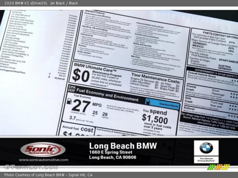 Jet Black / Black 2020 BMW X3 sDrive30i