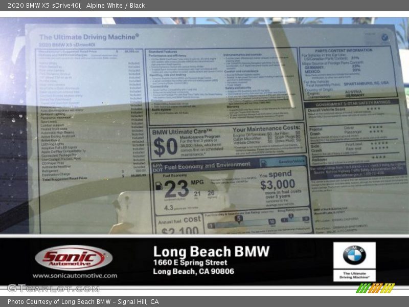Alpine White / Black 2020 BMW X5 sDrive40i