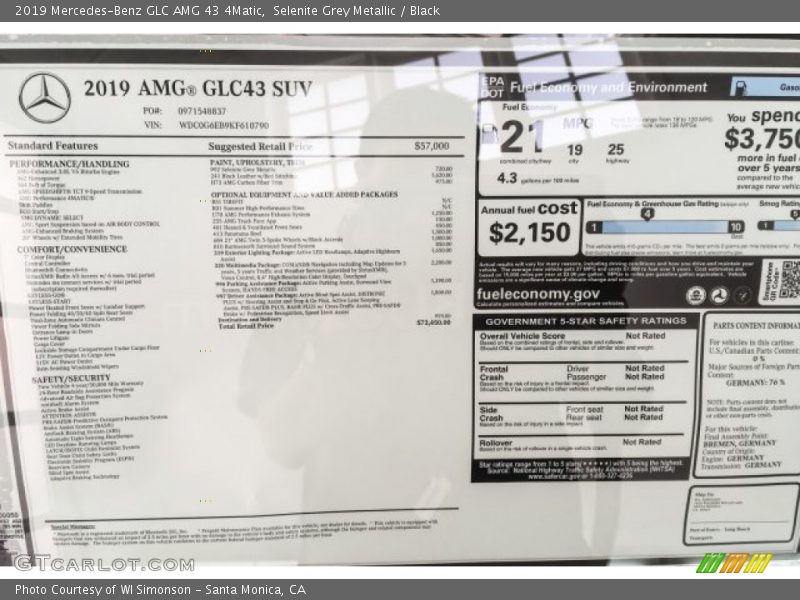 Selenite Grey Metallic / Black 2019 Mercedes-Benz GLC AMG 43 4Matic